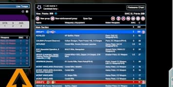 Infinity Army Builder full list view with points